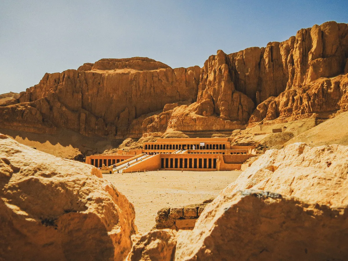 Hatshepsut's mortuary temple built into the cliffs at Deir el-Bahari, Luxor